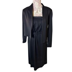 Designer Vintage Frankie Welch Black Dress and Jacket Set Sleeveless SZ 6 gown